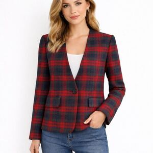 Talbots Tartan Blazer Size 6P Jacket Wool Blend NWOT Vintage